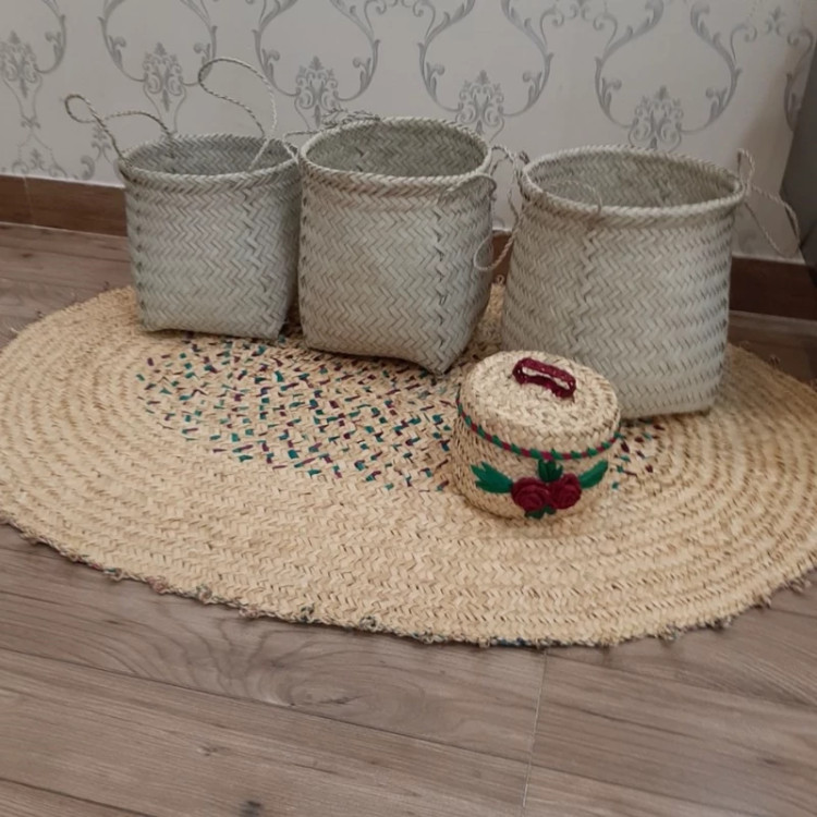 سبد حصیری استوانه ای 3 عددی