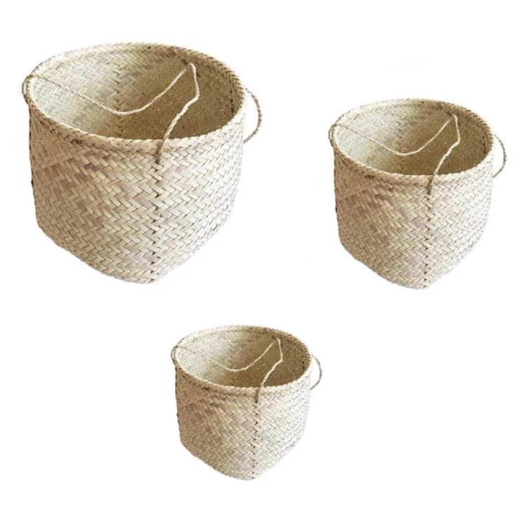 سبد حصیری استوانه ای 3 عددی